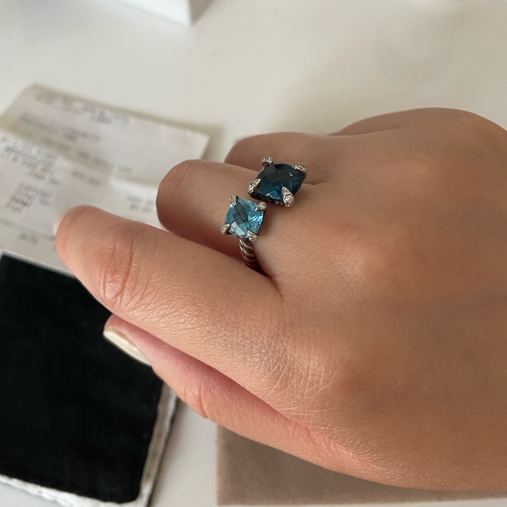 David Yurman gem ring with diamonds - adjustable